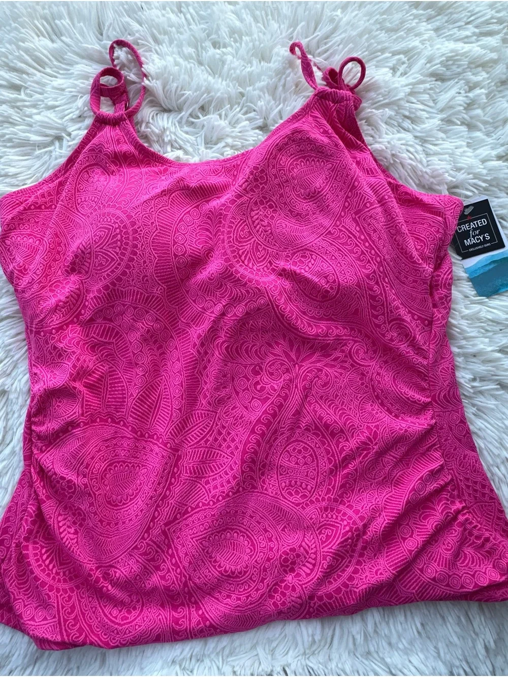 Swim Solutions Bright Pink Paisley Tankini top - Picture 12 of 12